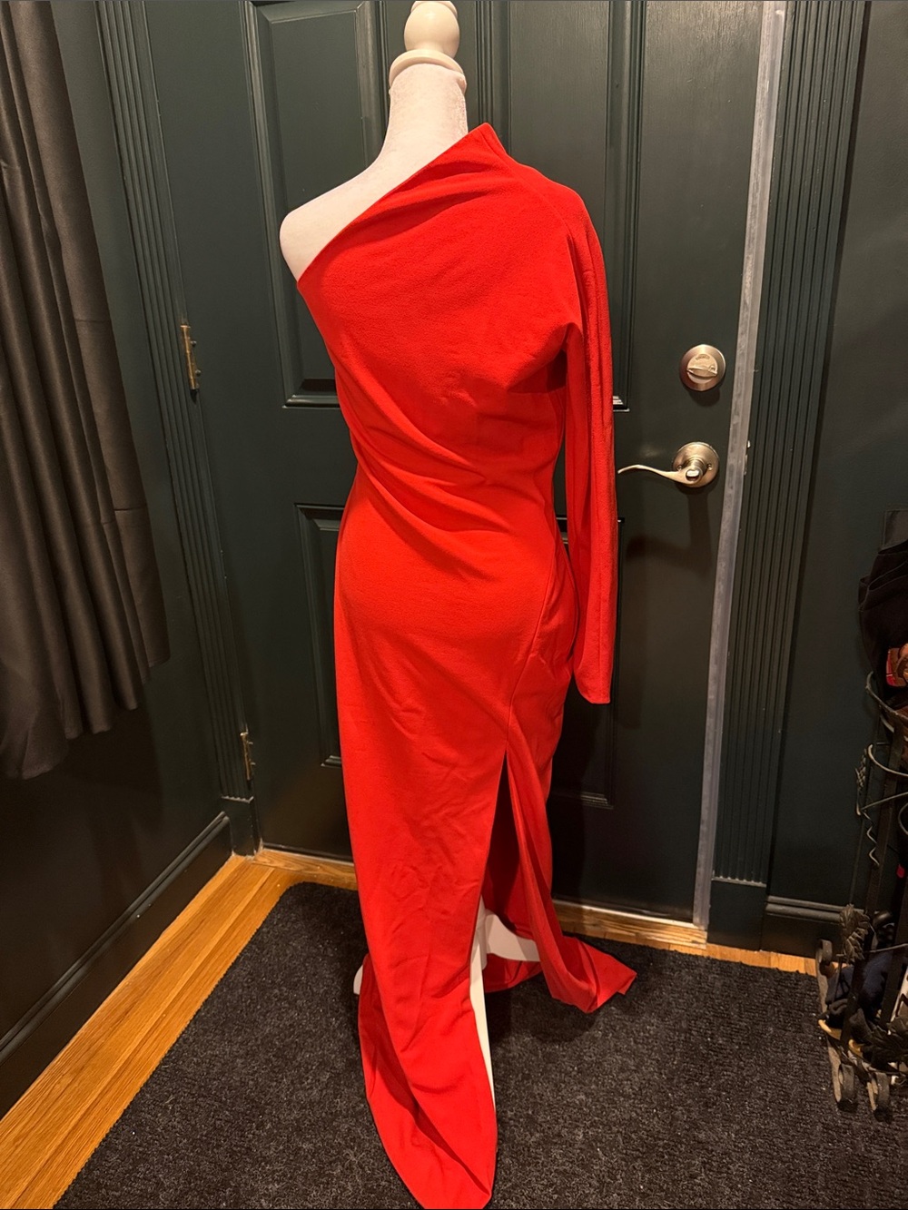 Solace London One-Shoulder Red Evening Gown